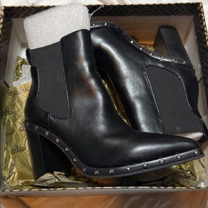 Charles David Black Studded “Dodger” Heel Boots